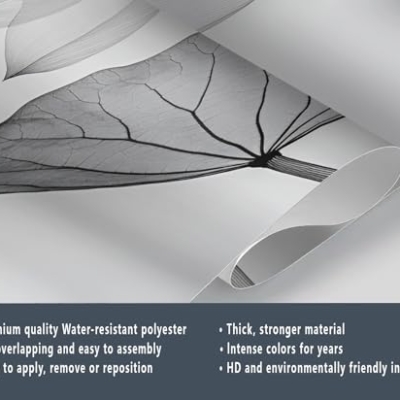 Product: Ink Lotus Mural Retro Zen Lotus Mural Transparent Floral Art Wall Murals Simple Flower Botanical Wallpaper for Bedroom Not Peel and Stick Murals for Living Room 78.7" x 55.2"