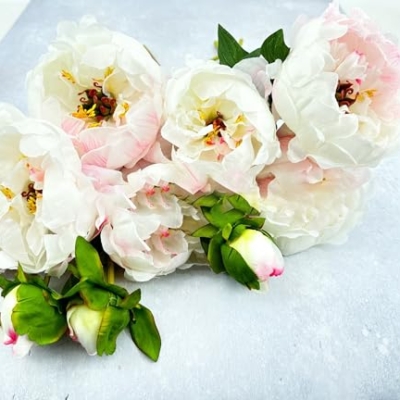 Product: 9 Stem White and Pink Peony Bouquet, Artificial Wedding Flower for Home Garden Party Floral Decor(Pink,NO VASE) for Wedding/Home Decoration