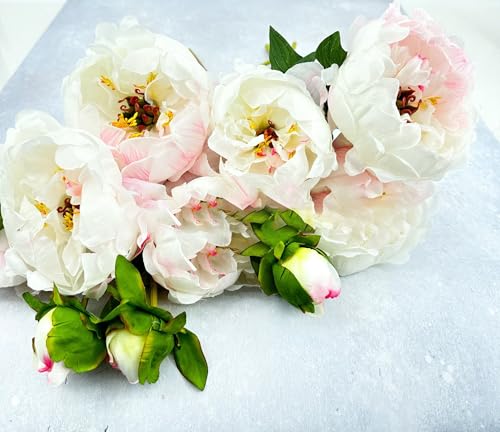 Product: 9 Stem White and Pink Peony Bouquet, Artificial Wedding Flower for Home Garden Party Floral Decor(Pink,NO VASE) for Wedding/Home Decoration