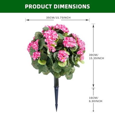 Product: 21.6" Artificial Flower Ball Tree with Ground Spike, Fake Silk Topiary Trees for Home Decor Garden Patio and Indoor,2 Pack, Pink Begonia