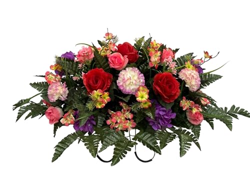 Product: Jucgghk Vivid and Realistic Floral Art Handmade Easter Flower Cemetery Saddle ，Spring Cemetery Flowers，Cemetery Decoration ，Grave Site Flower for Headstone Flower