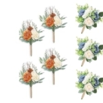 Product: Beautiful Flower Artistic Bridesmaid Bouquets, 4Pcs and 6Pcs Artificial Flowers for Weddings, Small Bouquets, Centerpieces for Ceremonies and Anniversary Proposals Used for Home Decoration, Weddings