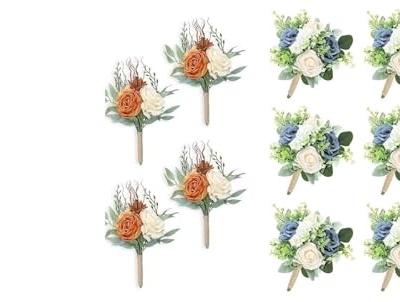 Product: Beautiful Flower Artistic Bridesmaid Bouquets, 4Pcs and 6Pcs Artificial Flowers for Weddings, Small Bouquets, Centerpieces for Ceremonies and Anniversary Proposals Used for Home Decoration, Weddings