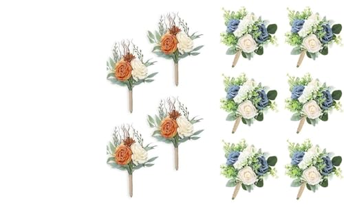 Product: Beautiful Flower Artistic Bridesmaid Bouquets, 4Pcs and 6Pcs Artificial Flowers for Weddings, Small Bouquets, Centerpieces for Ceremonies and Anniversary Proposals Used for Home Decoration, Weddings