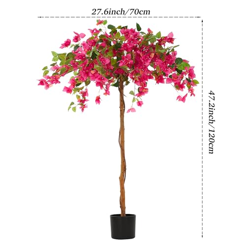 Product: 1 Pack 47" Artificial Bougainvillea Tree, Realistic Fake Plants with Planter, Decorative Topiary Plant for Outdoor, Indoor, Porch, Garden, Patio Decor (Red-Small)