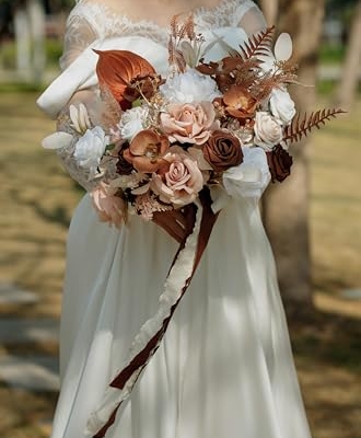 Product: BENCENTRE 14 Inch Walnut Brown Bridal Bouquet,Wedding Bouquet,Bride Bouquets for Wedding Ceremony Anniversary, Boho Wedding,Party and French Rustic Vintage Wedding,Artificial Flowers
