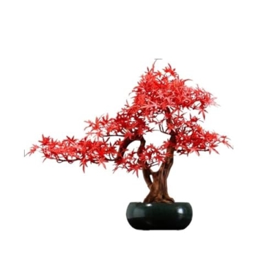 Product: Artificial Bonsai Tree Artificial Red Maple Bonsai Tree with Pots Hotel Desktop Landscaping Fake Plant Decoration Artificial Trees Plants
