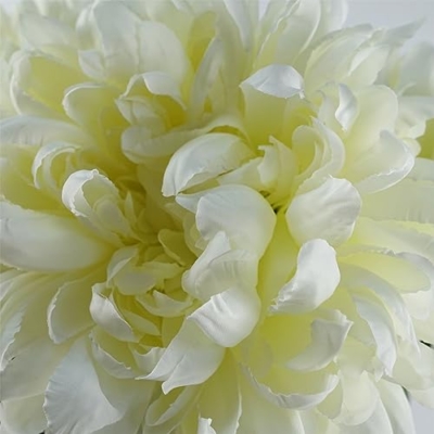 Silky Flower Store Artificial White Chrysanthemum Stem, Leaf Design Faux Silk Flower, Oversized Reflex Bloom, 75cm 7 7 Product: Leaf Design Artificial Chrysanthemum Stem Flowers