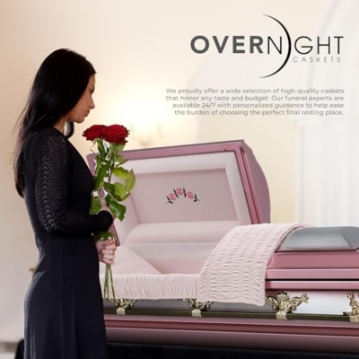 Silky Flower Store White Cross Lords Prayer Metal Funeral Casket, 18 Gauge Steel, White Velvet Interior, Adult Casket, 20.5cm 13 13 Product: Overnight Caskets White Cross Lords Prayer Metal Funeral Casket w/White Velvet Interior - 18 Gauge Steel - Fully Appointed Adult Casket - Coffin Featuring Velvet Interior Lining w/Pillow & Throw Set