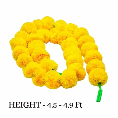 Product: MANTRAMART Artificial Marigold Garland Strings – Pack of 10 (5 Dark Orange, 5 Yellow) – Decorative Flowers for Festival, Party, Wedding, Home & Office Decoration – Reusable & Fluffy Look (4.5 ft Each)
