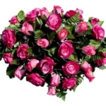 Product: Jucgghk Vivid and Realistic Floral Art 30" Hot Pink Roses Cemetery Saddle, Elegant Memorial Day Saddle for Headstone