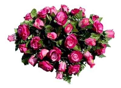 Product: Jucgghk Vivid and Realistic Floral Art 30" Hot Pink Roses Cemetery Saddle, Elegant Memorial Day Saddle for Headstone