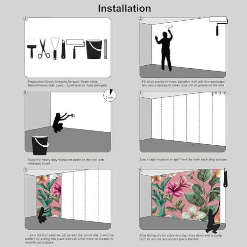 Product: JEDTAKCT Vintage Bird of Paradise Mural Magenta Backgrounds Exotic Tropical Wallpaper Extra Large Wall Murals for Bedroom Living Room（Not Peel and Stick）- 118"X83"