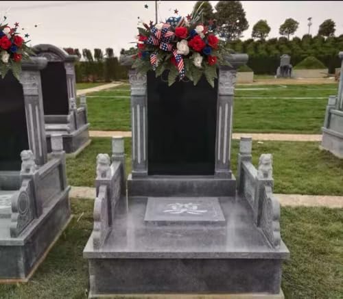 Product: Jucgghk Vivid and Realistic Floral Art Beautiful Patriotic Cemetery Saddle Arrangement - Cemetery Flowers,Gravesite Flowers- Headstone Arrangement for Grave