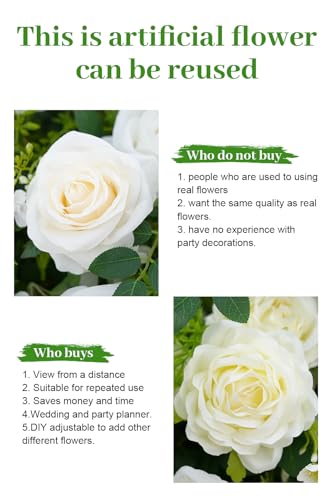 Silky Flower Store White Green Hanging Flower Vine Wedding Centerpiece, Artificial Floral Arrangement Bouquet, 19inch 7 7 Product: Angela flower 2pcs 19inch White & Green Hanging Plants Vine Wedding Table Centerpieces Decorations, Floral Arrangement Bouquet for Reception Aisle Ceremony Party Flowers Balls (Without Stand)