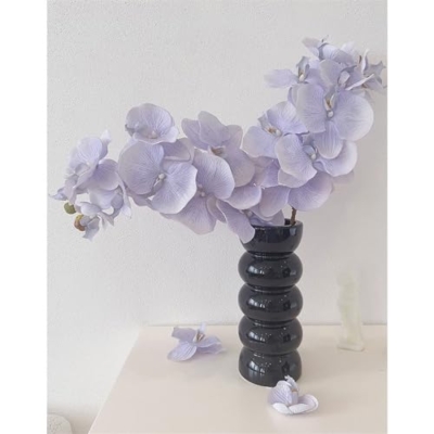 Product: Fake Flowers with Vase European Style Simulation Flowers Mauve Iris Bouquet Living Room Entrance Decorative Flowers Fake Flowers Ornaments Plant Decor (B)