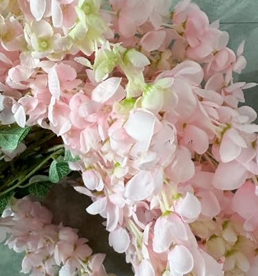 Product: 5 Stems 32”Pink Ombré Wisteria Bunch,Artificial Long Stems Plants for Table Centerpieces Wedding Party Home Decoration Indoor(NO VASE)
