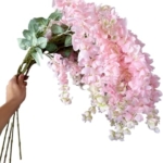Product: 5 Stems 32”Pink Ombré Wisteria Bunch,Artificial Long Stems Plants for Table Centerpieces Wedding Party Home Decoration Indoor(NO VASE) for Wedding/Home Decoration