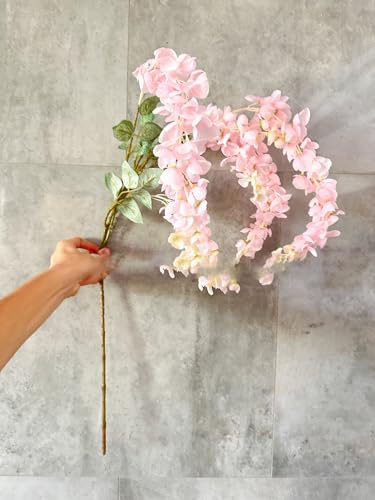 Product: 5 Stems 32”Pink Ombré Wisteria Bunch,Artificial Long Stems Plants for Table Centerpieces Wedding Party Home Decoration Indoor(NO VASE)