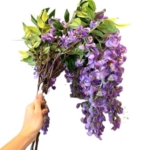 Product: 5 Stems 32”Purple Ombré Wisteria Bunch,Artificial Long Stems Plants for Table Centerpieces Wedding Party Home Decoration Indoor(NO VASE)