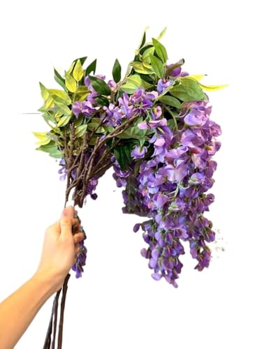 Product: 5 Stems 32”Purple Ombré Wisteria Bunch,Artificial Long Stems Plants for Table Centerpieces Wedding Party Home Decoration Indoor(NO VASE)