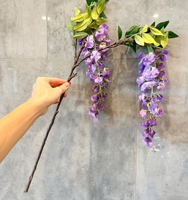 Product: 5 Stems 32”Purple Ombré Wisteria Bunch,Artificial Long Stems Plants for Table Centerpieces Wedding Party Home Decoration Indoor(NO VASE) for Wedding/Home Decoration