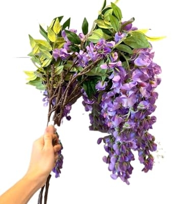 Product: 5 Stems 32”Purple Ombré Wisteria Bunch,Artificial Long Stems Plants for Table Centerpieces Wedding Party Home Decoration Indoor(NO VASE) for Wedding/Home Decoration