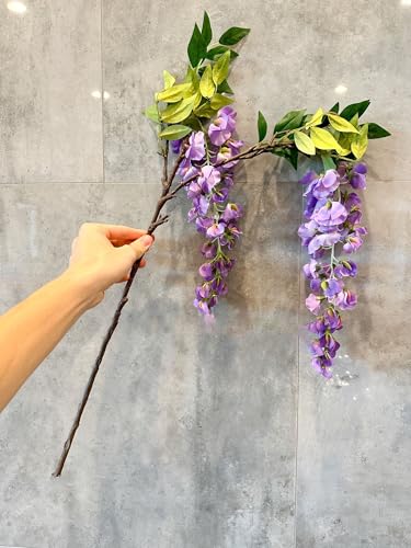 Product: 5 Stems 32”Purple Ombré Wisteria Bunch,Artificial Long Stems Plants for Table Centerpieces Wedding Party Home Decoration Indoor(NO VASE) for Wedding/Home Decoration