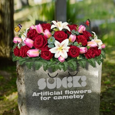 Product: SUHOOKOO Artificial Cemetery Flowers - Headstone Flower Saddle