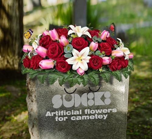 Product: SUHOOKOO Artificial Cemetery Flowers - Headstone Flower Saddle