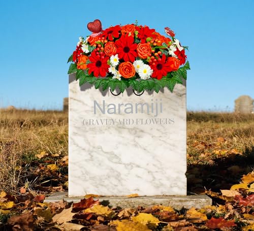 Product: Naramiji Artificial Cemetery Flowers for Grave Vase - Headstone Flower Saddle - Sympathy Flower of Vibrant Rose Sunflower Daisy Berry, Colorfast and Easy Fit