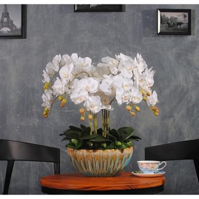 Product: SHUawan Large Artificial Phalaenopsis Orchid in Ceramic Pot – Realistic Silk Flowers for Home, Wedding & Party Decor(White)