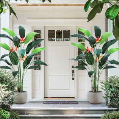 Product: Artificial Bird of Paradise Plant 7FT(84in) Fake Palm Tree for Indoor Outdoor Modern Decor Faux Tree for Home Office Perfect Housewarming Gift with 17 Trunks Faux Leaves & 3 Flowers 2 Pack