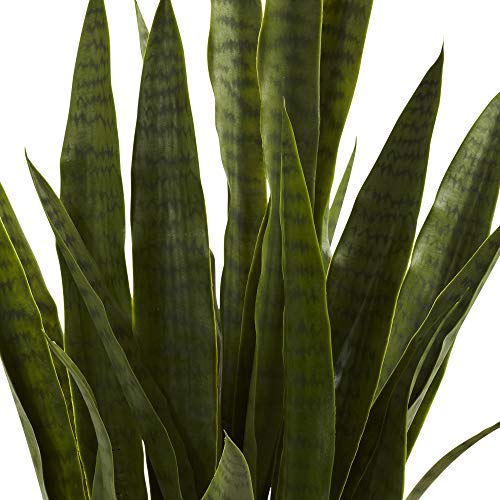 Silky Flower Store Artificial Sansevieria Plant, Nearly Natural Green 4855 Black Planter, Faux Indoor Decor 35in. 7 7 Product: Nearly Natural, Green 4855 35in. Sansevieria with Black Planter