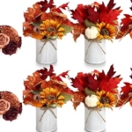 Product: DIYDOFUN Set of 4 Wedding Bridesmaid Bouquets & 6pcs Artificial Fall Flower Table Centerpieces