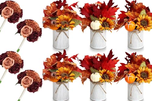 Product: DIYDOFUN Set of 4 Wedding Bridesmaid Bouquets & 6pcs Artificial Fall Flower Table Centerpieces