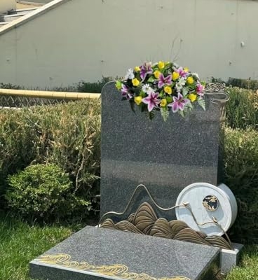 Product: Jucgghk Vivid and Realistic Floral Art Artificial Cemetery Flowers Saddle,Cemetery Grave Decoration Headstone Flower for Outdoor Grave Decorations (Purple White)