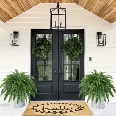 Product: Dkaltm Artificial Boston Fern Bush- Set of 2 Large Artificial Ferns for Outdoors, 45Inch Large Faux Ferns, Suitable for Office & Living Room Decor, 55Branches for Each Bouquet
