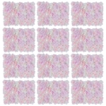 Product: POAdwhmnr Artificial Flower Wall Panel Set 12 Pcs Realistic Silk Floral Backdrop for Garden Balcony Decoration DIY Privacy Screen with Grid Design
