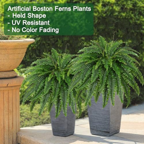 Product: Dkaltm Artificial Boston Fern Bush- Set of 2 Large Artificial Ferns for Outdoors, 45Inch Large Faux Ferns, Suitable for Office & Living Room Decor, 55Branches for Each Bouquet