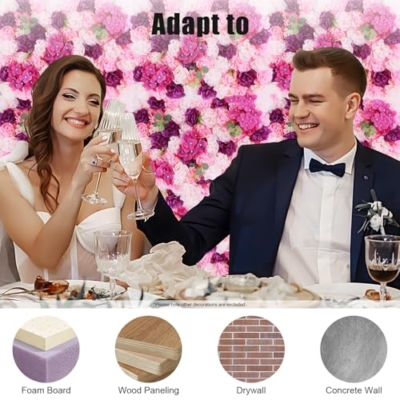 Silky Flower Store Artificial Flower Wall Panel Set, Hot Pink Pink Violet Floral Backdrop, Indoor Outdoor Decor, 23.62 x 15.74 inches 10 10 Product: 6-Piece Artificial Flower Wall Panel Set, Flower Wall Backdrop, Realistic DIY Privacy Screen for Indoor Outdoor Wedding Backdrop, Party Decor, Home Garden Decoration, Hot Pink Flower Wall Backdrop