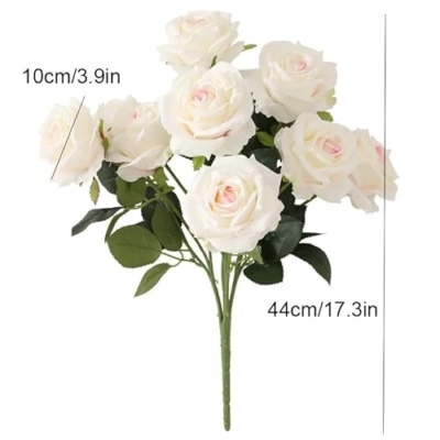 Product: Gfsdjalkj WQNJIN Simulation Big Rose Bouquet Wedding Flowers 10 Heads Fake Roses Artificial Flower Silk Flowers Home Decoration(White-Pink)
