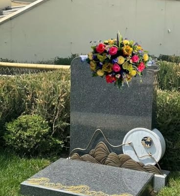 Product: Jucgghk Vivid and Realistic Floral Art Headstone Flower Saddle,Artificial Memorial Day Cemetery Flowers for Outdoor Gravestone Decorations (Yellow,Pink)