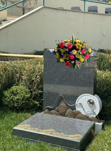 Product: Jucgghk Vivid and Realistic Floral Art Headstone Flower Saddle,Artificial Memorial Day Cemetery Flowers for Outdoor Gravestone Decorations (Yellow,Pink)