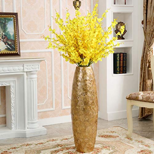 Product: Artificial Flower Bonsai with Vase Artificial Flowers with Vases, Artificial Yellow Orchids and Tall Vases, Plastic Orchids, Used for Home and Office Wedding Decorations Arrangements Table Decor