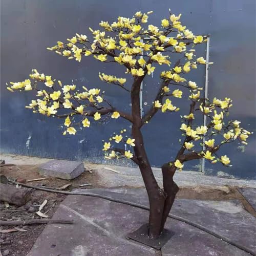 Product: Simulated Magnolia Flowers, Large Artificial Trees and Plants Hotel Interior Living Room Floor-to-Ceiling Window Decoration Floral Customization 7M