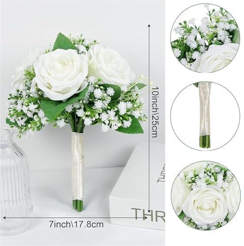 Silky Flower Store Artificial Bridesmaid Bouquet, Wedding Floral Centerpiece, Roses Hydrangea Eucalyptus, Rustic Hemp Rope, 10 Pcs 32.5cm 2 2 Product: Beautiful Flower Gentle Bridesmaid Bouquet, 10Pcs Artificial Floral Centerpiece for Wedding Bouquets, Ceremonies and Anniversary Proposals Used for Home Decoration, Weddings