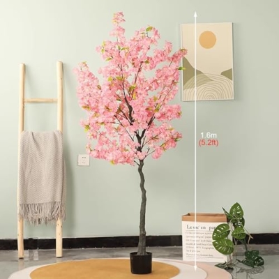 Product: Cherry Blossom Tree 4/5/ 6 ft Cherry Blossom Artifical Tree, Decorative Faux Plant Handmade Fake Tree for Bedroom, Simulation Silk Trees for Home/Room Decor(1.6m/5.2ft)