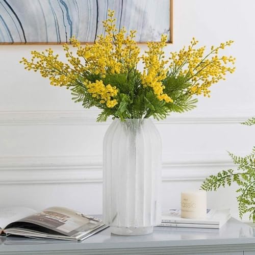 Silky Flower Store Artificial Yellow Acacia Mimosa Flowers with Vase, Silk Floral Arrangement, Faux Yellow Blossom Decor, 32.5cm 5 5 Product: HUANGWUZ Artificial Yellow Acacia Mimosa Flowers, Lifelike Silk Floral Arrangement with Vase, Home, Wedding Party Table Décor, Low Maintenance