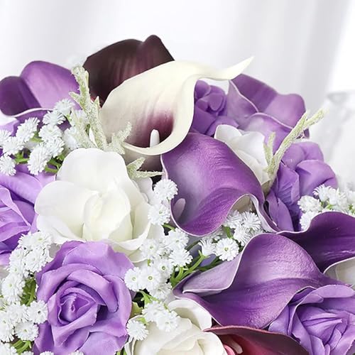 Product: Great Flowers 13" Purple Calla Lily Wedding Bouquet, Artificial Bridal Bouquet for Bride